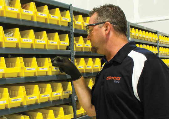 cleco care advisor looks through spare parts bins